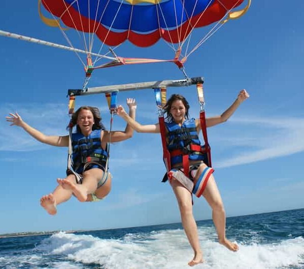 Parasailing over Hurghada's coastline and crystal-clear waters