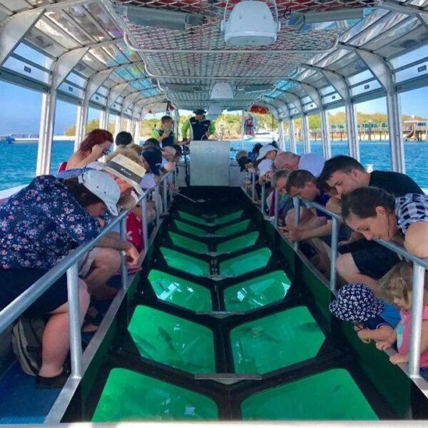 Clear views of coral reefs from a glass bottom boat tour in Hurghada