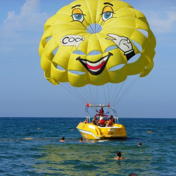 Colorful parasail in the sky over the waters of Hurghada